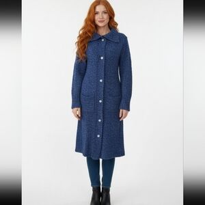 Vintage Blue Knit Cardigan Sweater Button Up Small